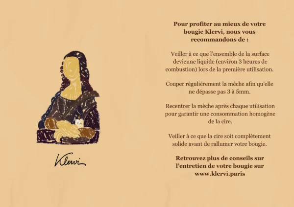 Photo de la carte de remerciement de la maque de bougies parfumées Klervi Paris qui sera offerte à chaque commande